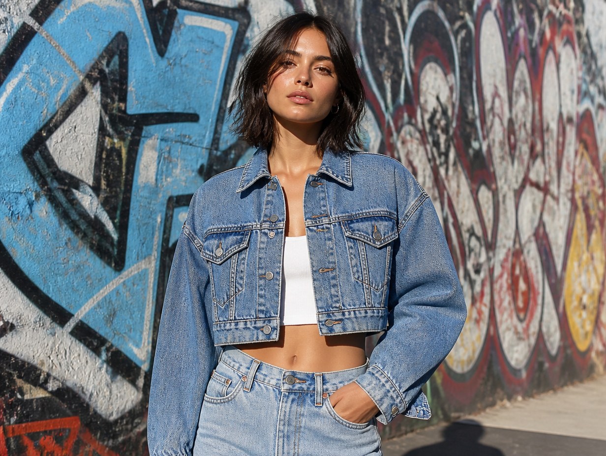 AI-generated cropped jacket mockup sample