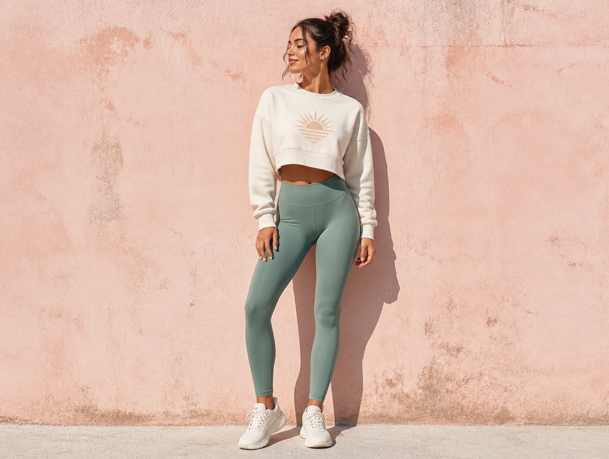 AI-generated cropped sweatshirt mockup sample