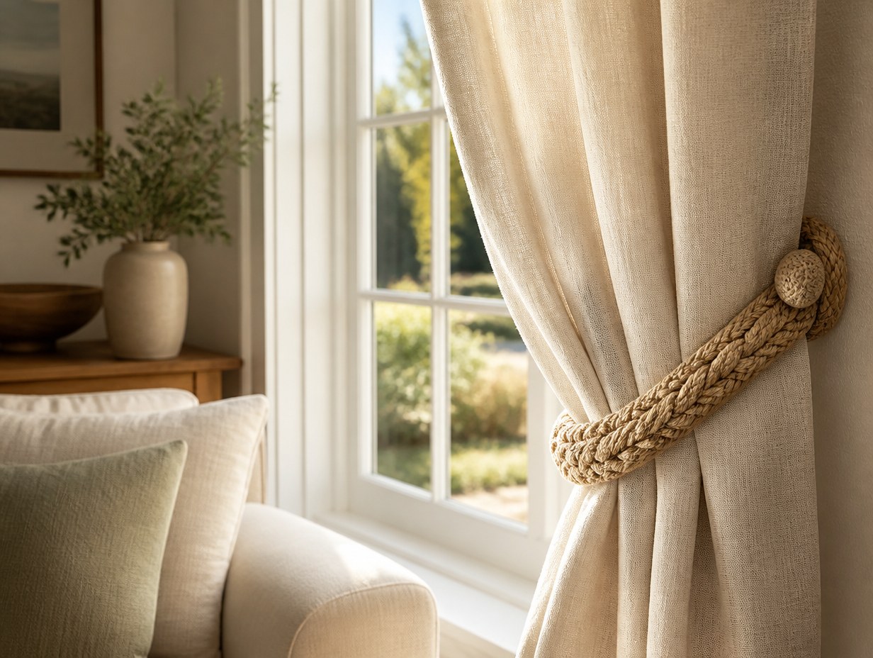 AI-generated curtain tieback mockup sample