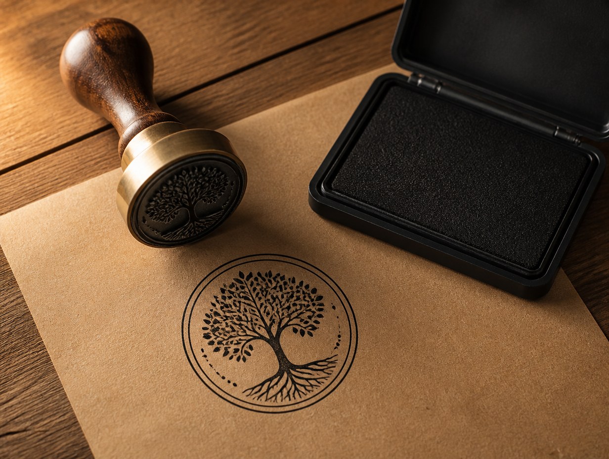 AI-generated custom stamp mockup sample