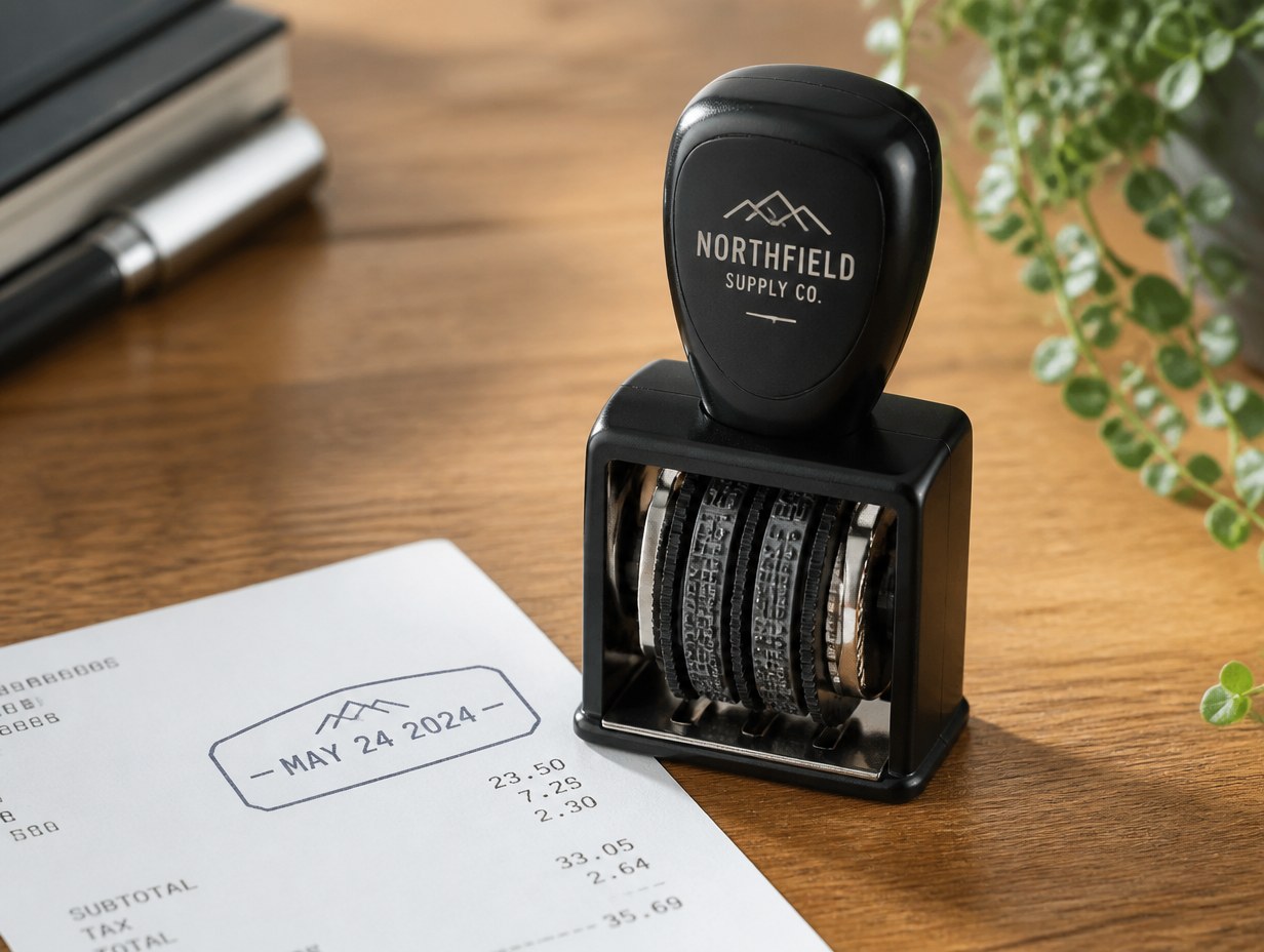 AI-generated date stamp mockup sample
