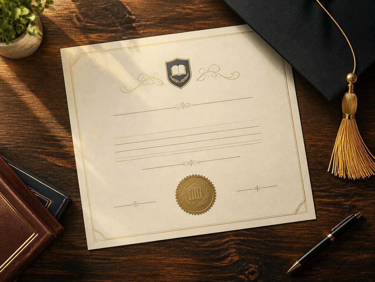AI-generated degree certificate mockup sample
