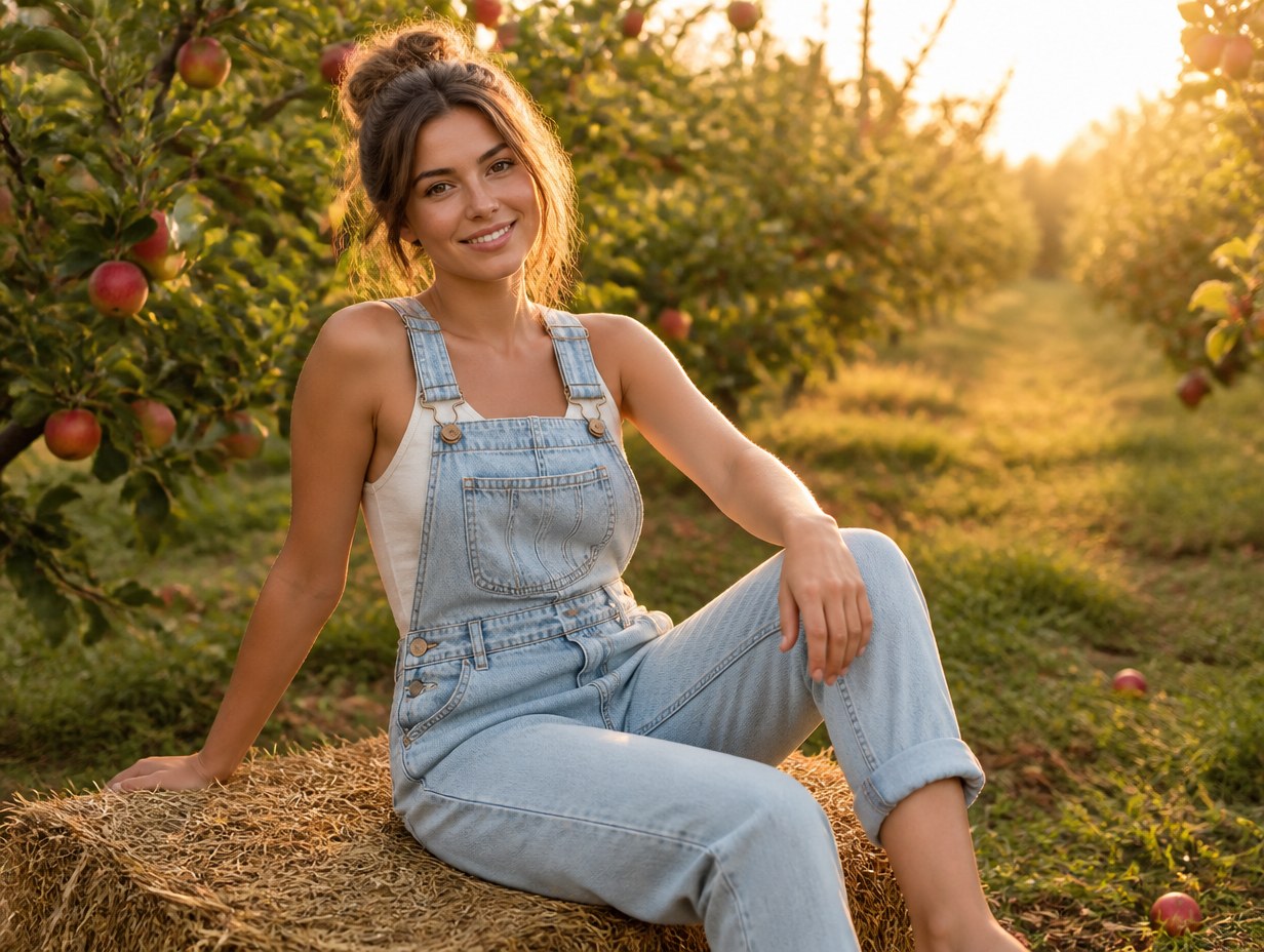 AI-generated denim overalls mockup sample