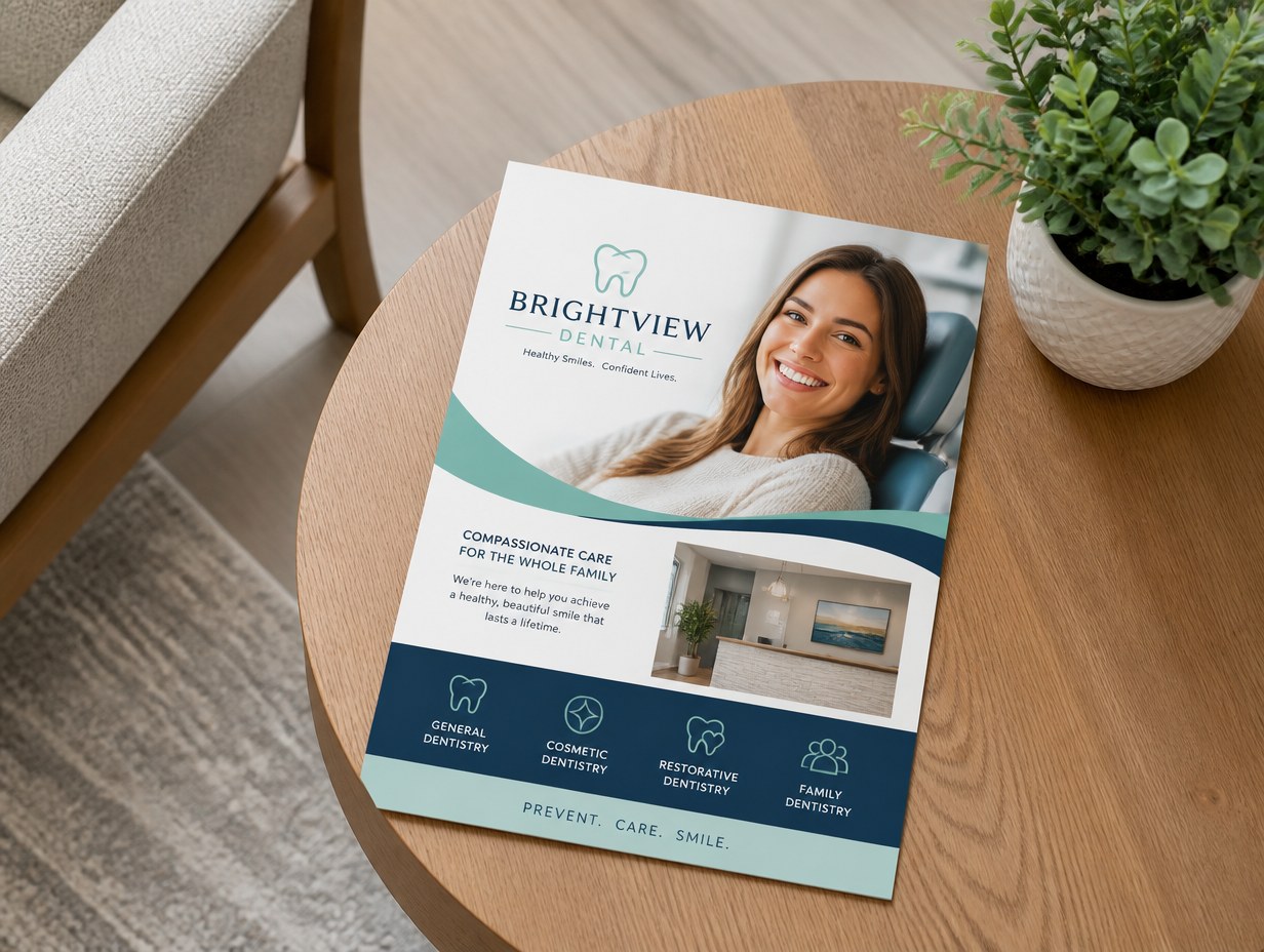AI-generated dental flyer mockup sample