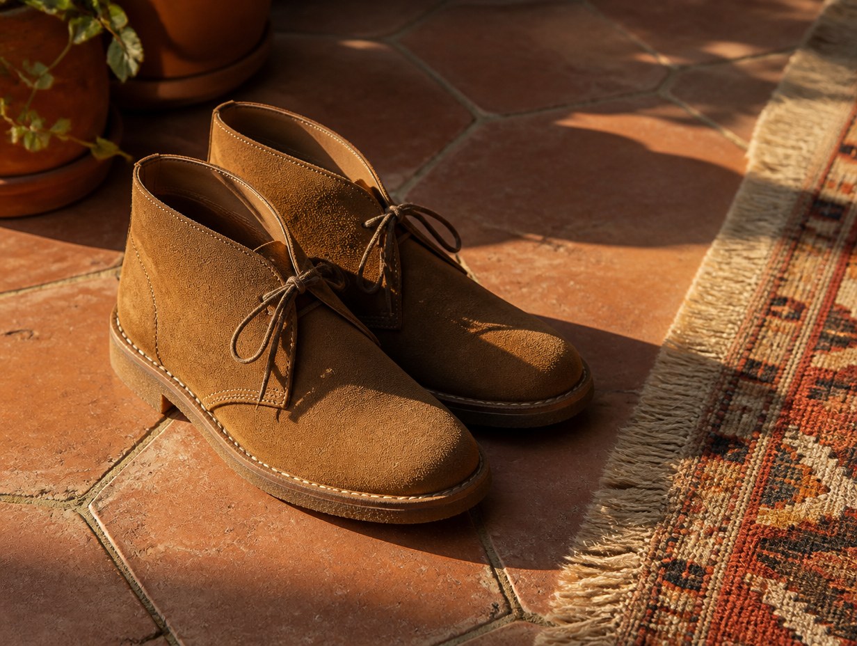 AI-generated desert boots mockup sample