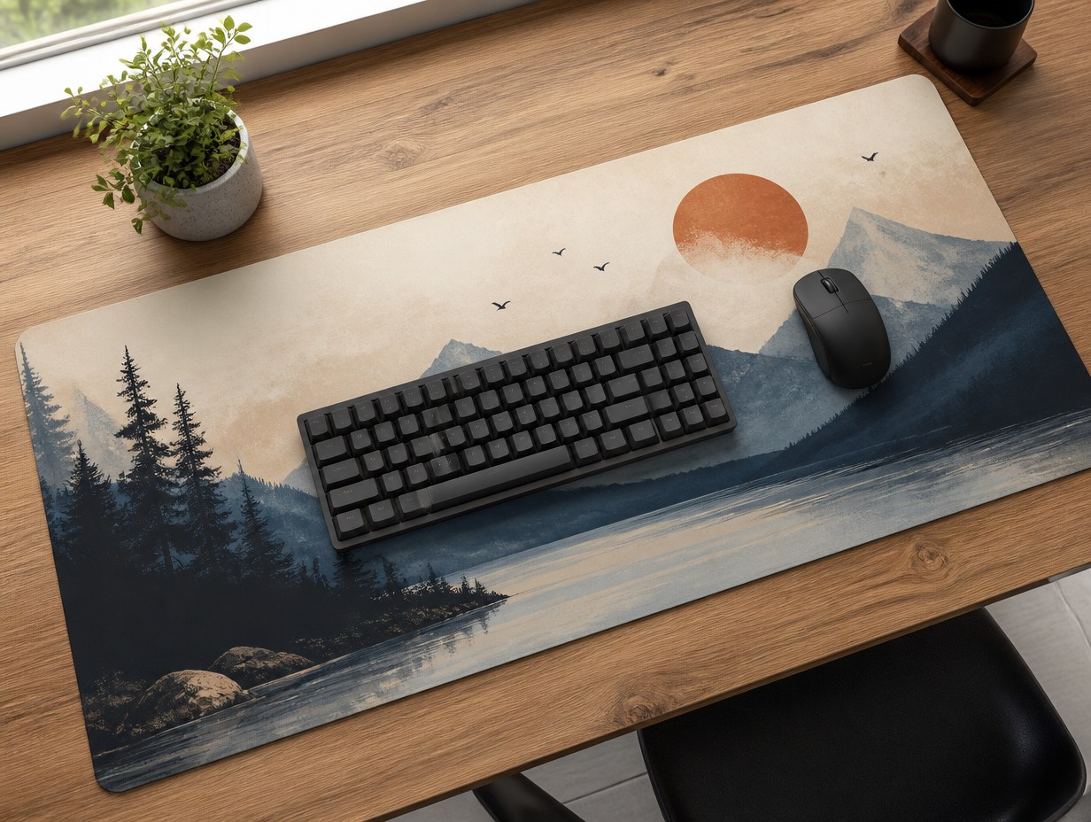 AI-generated desk mat mockup sample
