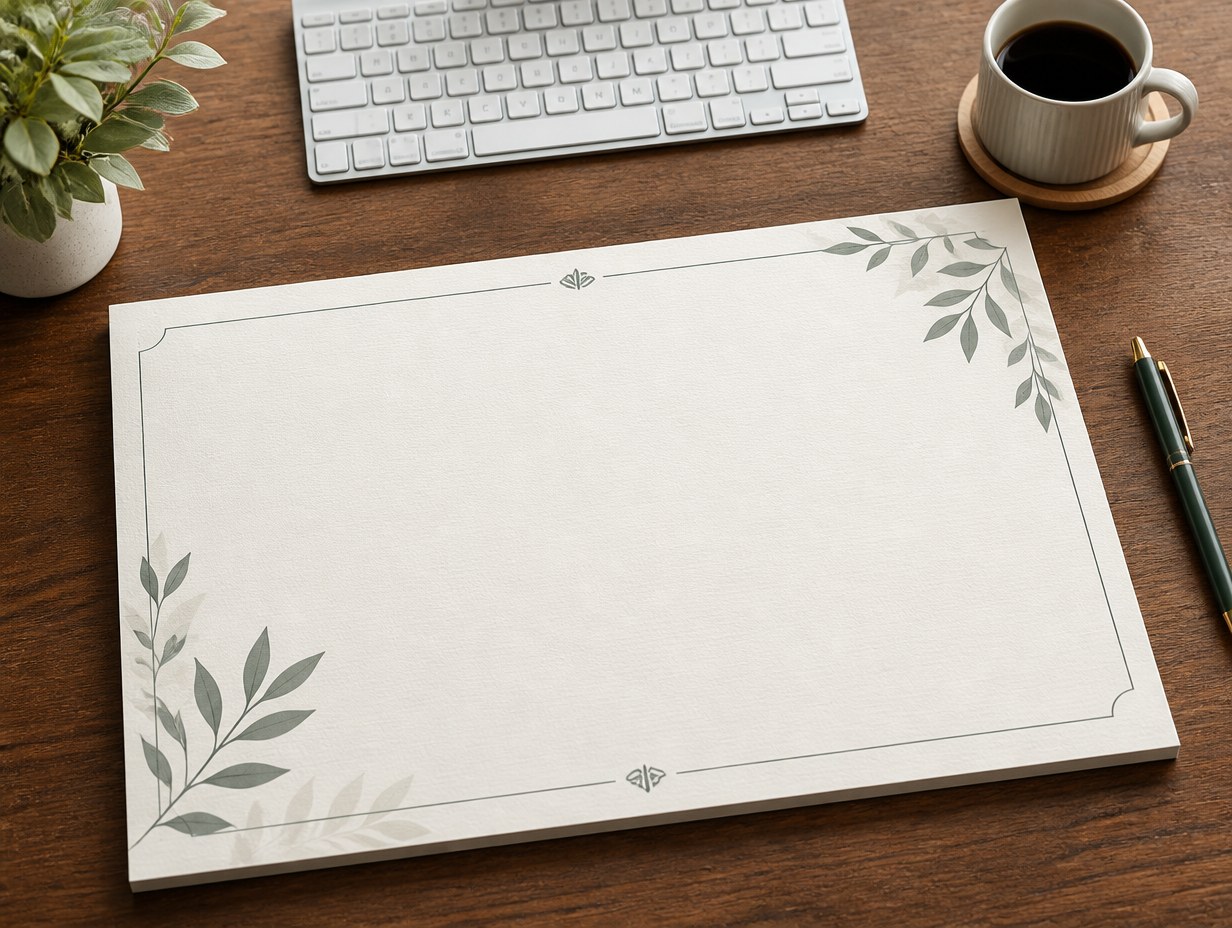 AI-generated desk notepad mockup sample