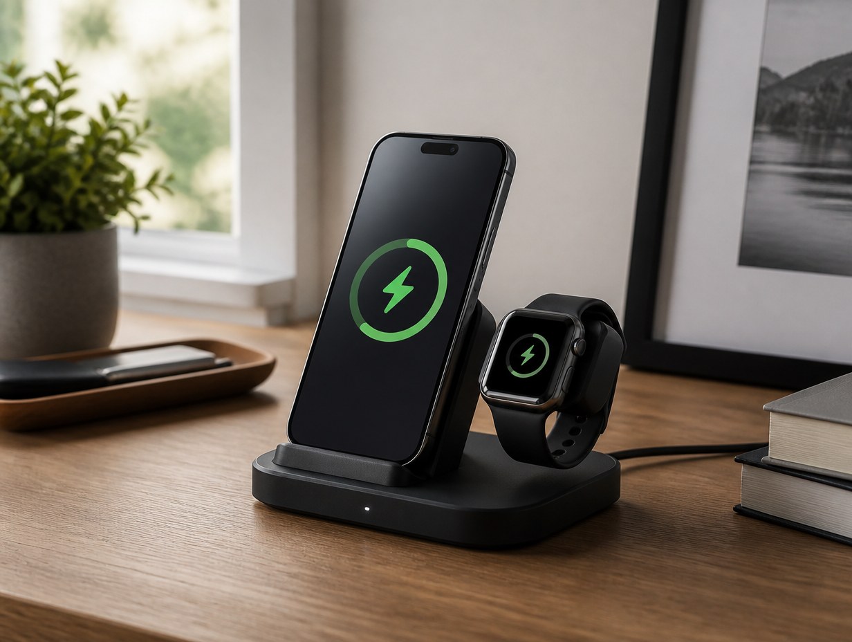 AI-generated desktop charging dock mockup sample