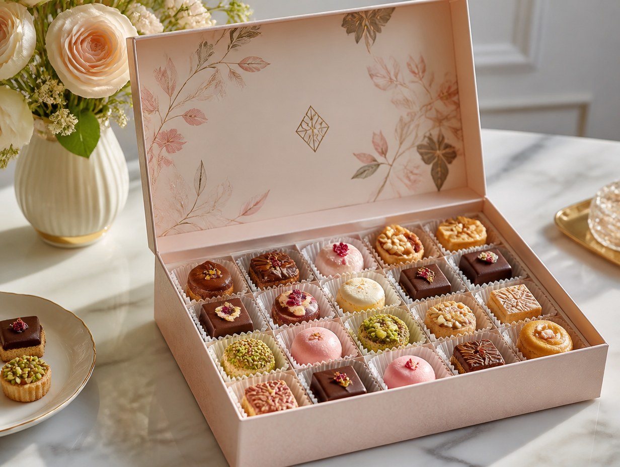 AI-generated dessert box mockup sample