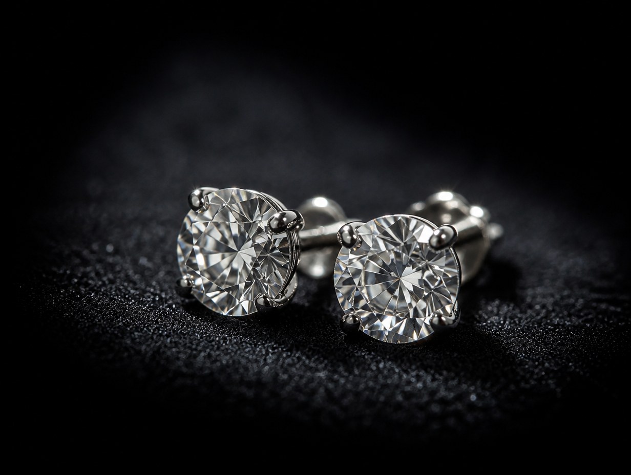 AI-generated diamond earrings mockup sample