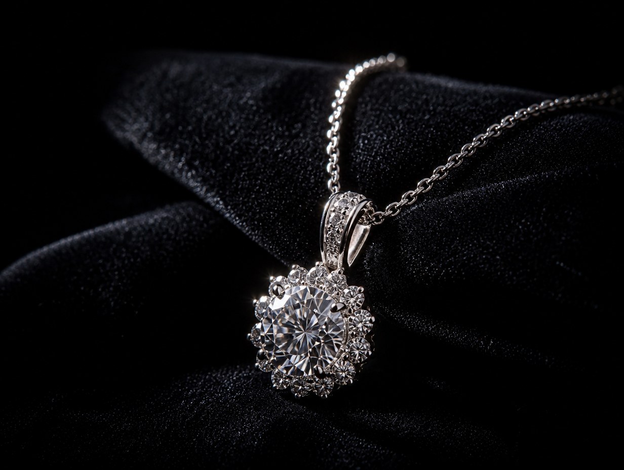 AI-generated diamond necklace mockup sample