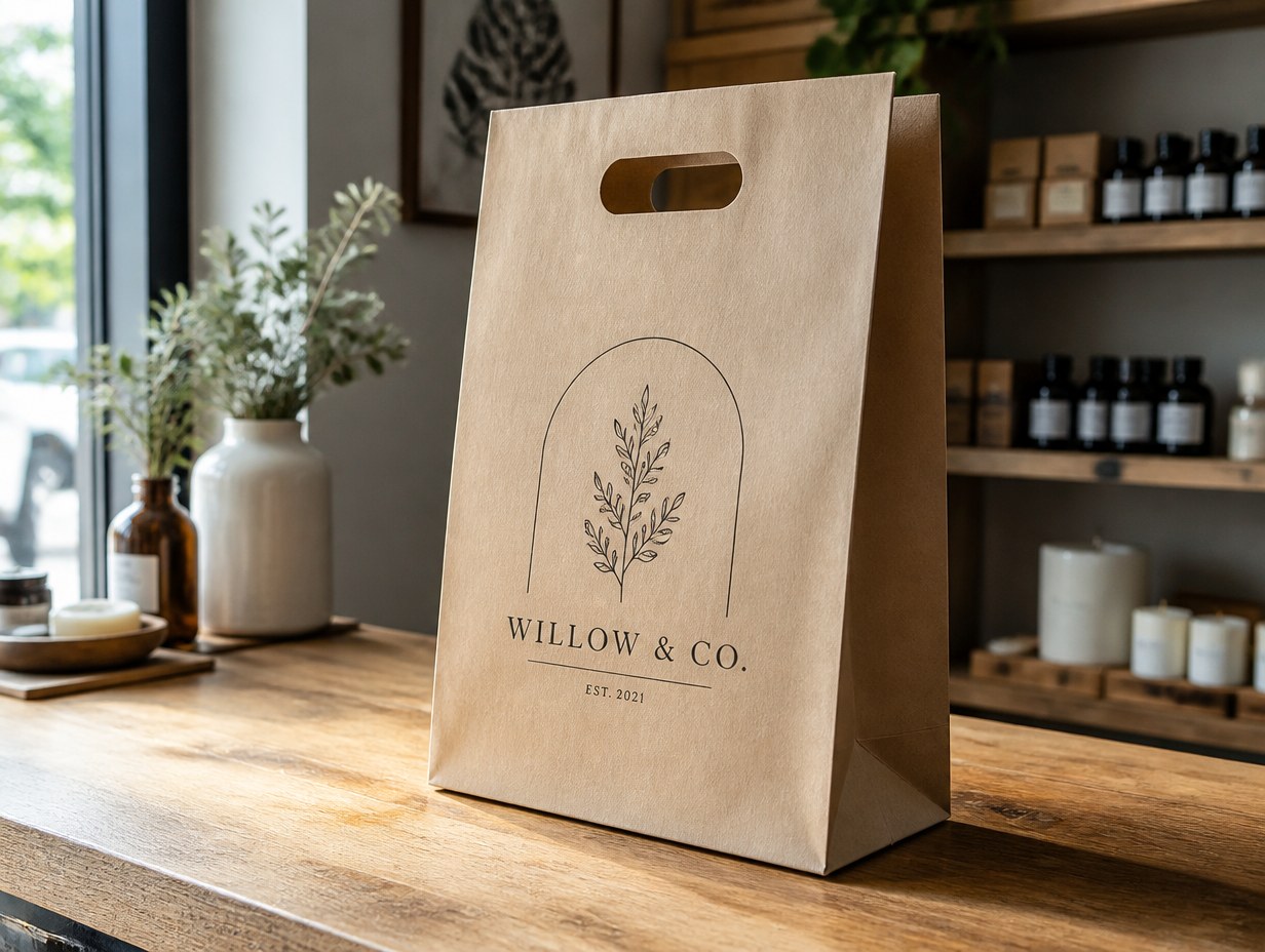 Die Cut Handle Bag mockup example