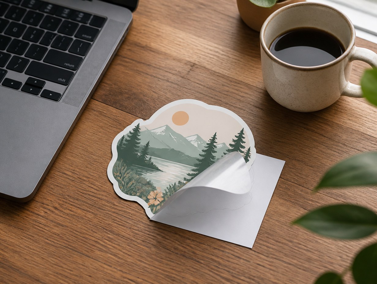 AI-generated die cut sticker mockup sample