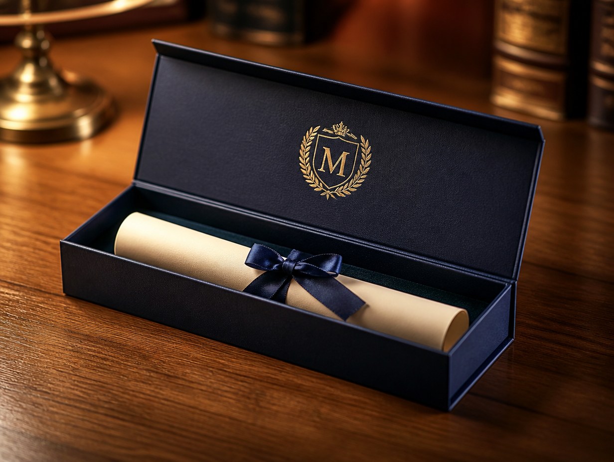 AI-generated diploma box mockup sample