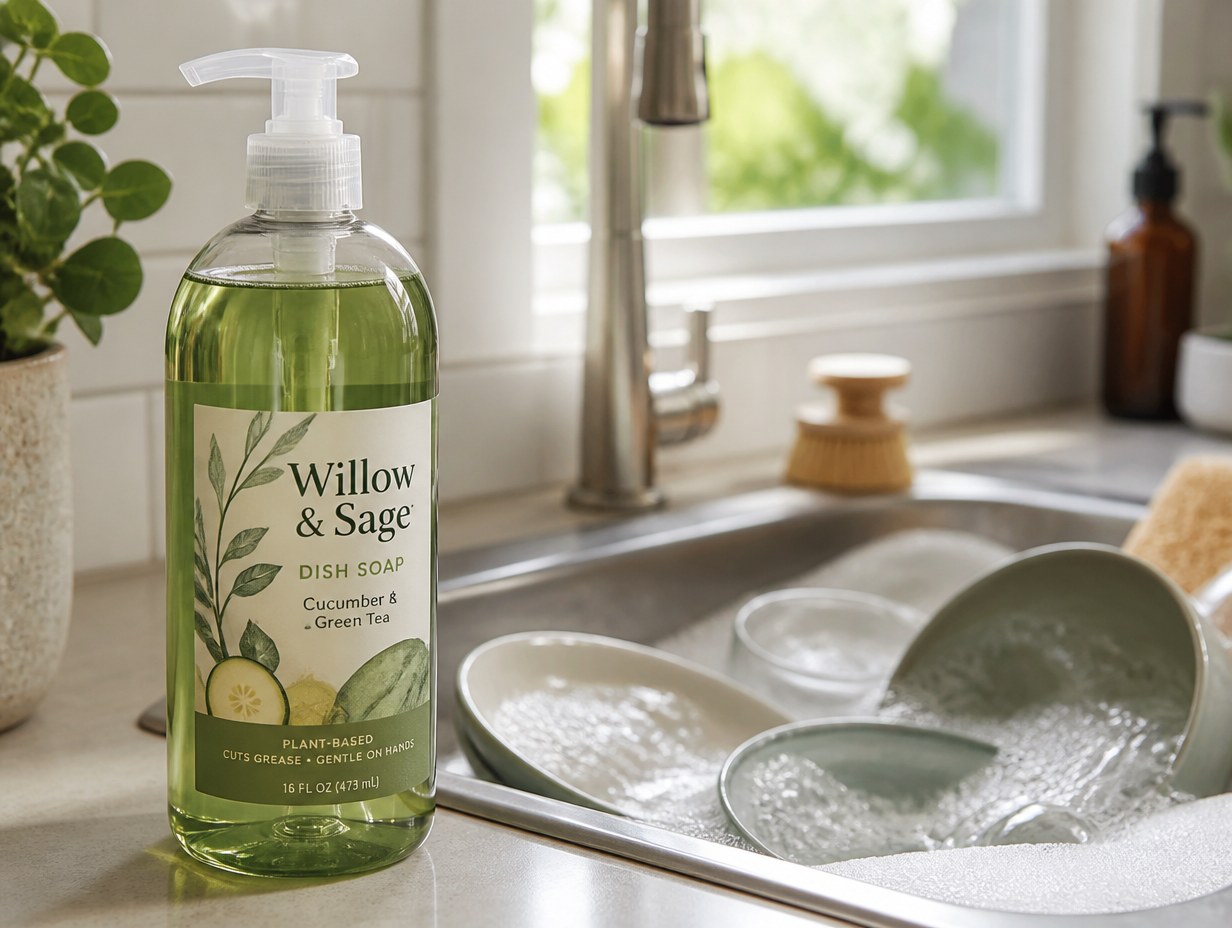 AI-generated dish soap label mockup sample