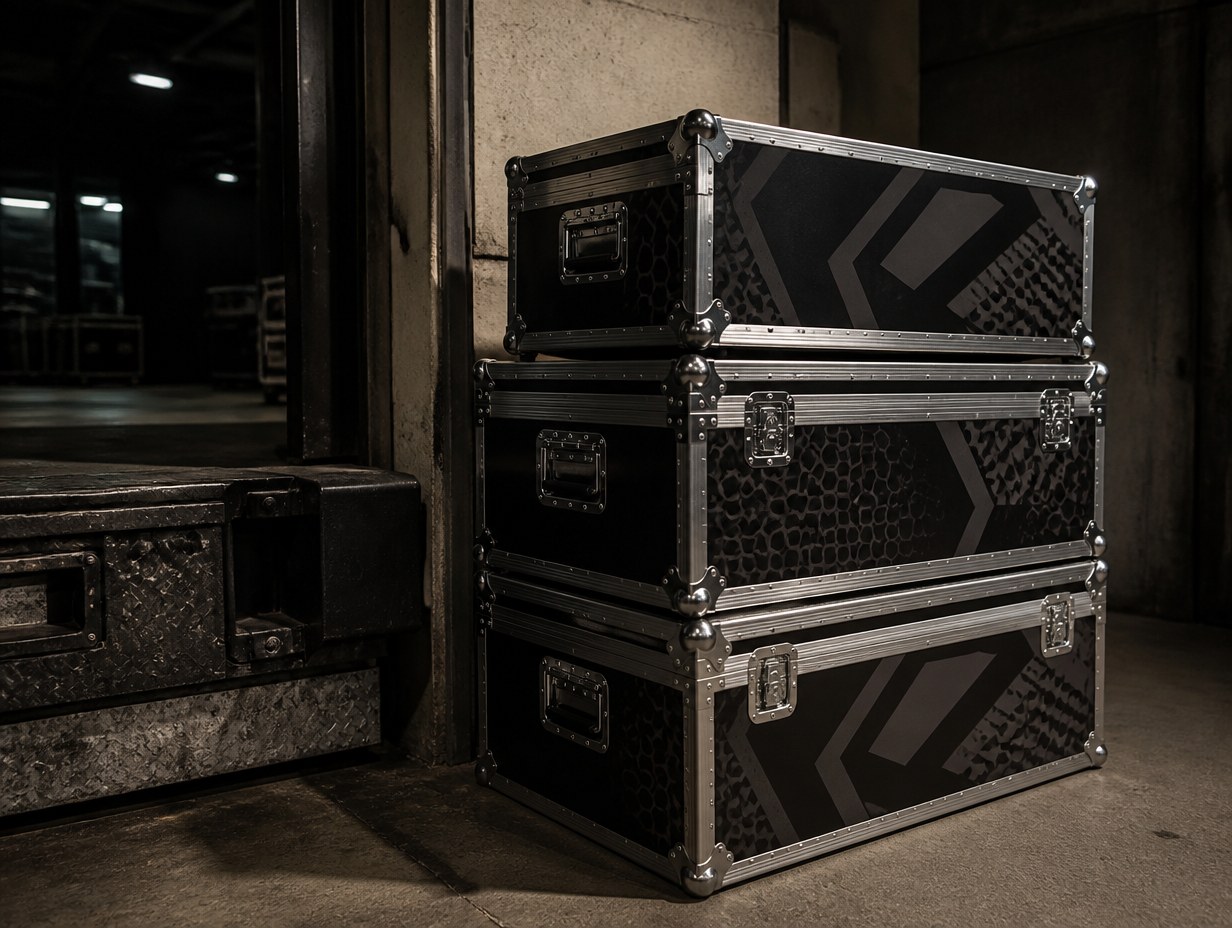 AI-generated dj flight case mockup sample