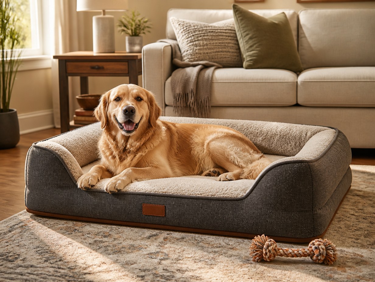 AI-generated dog bed mockup sample