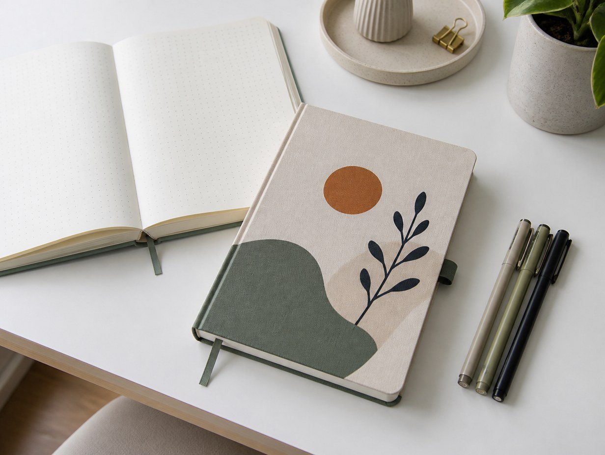 AI-generated dot grid notebook mockup sample