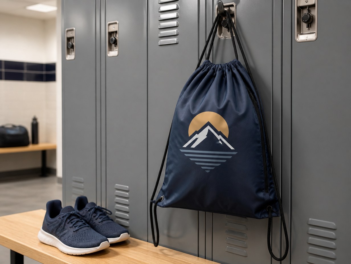 AI-generated drawstring backpack mockup sample