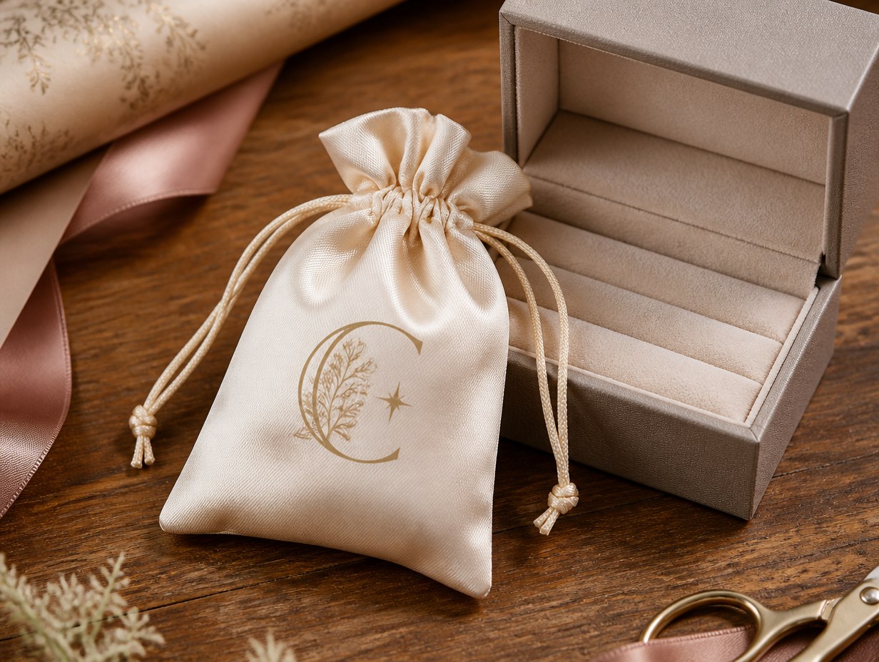 AI-generated drawstring pouch mockup sample