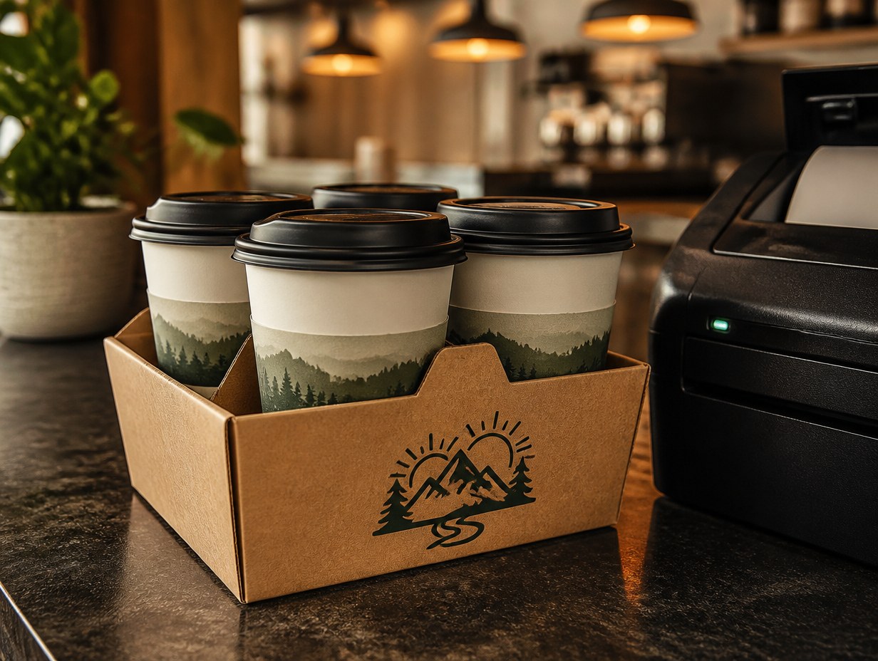 AI-generated drink carrier mockup sample