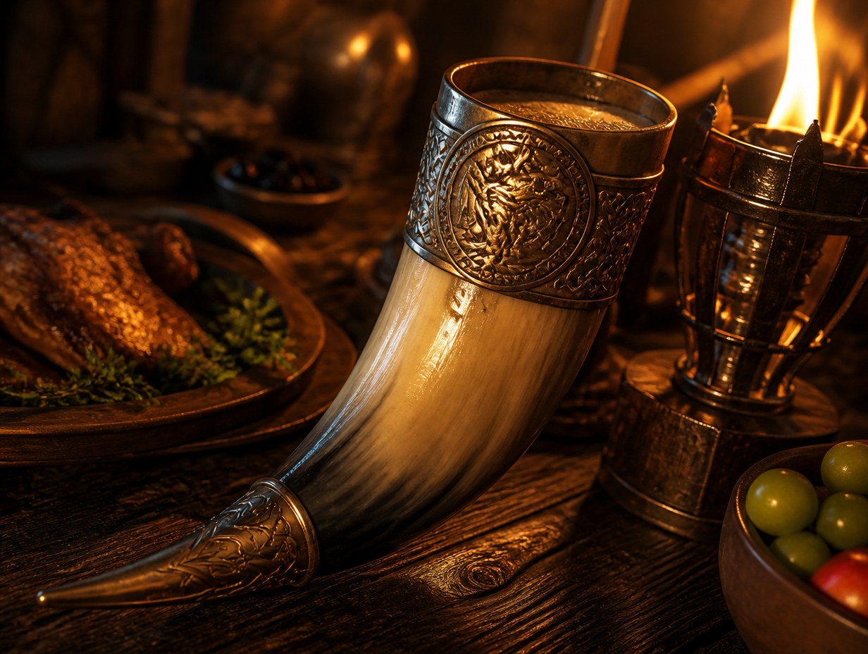 AI-generated drinking horn mockup sample