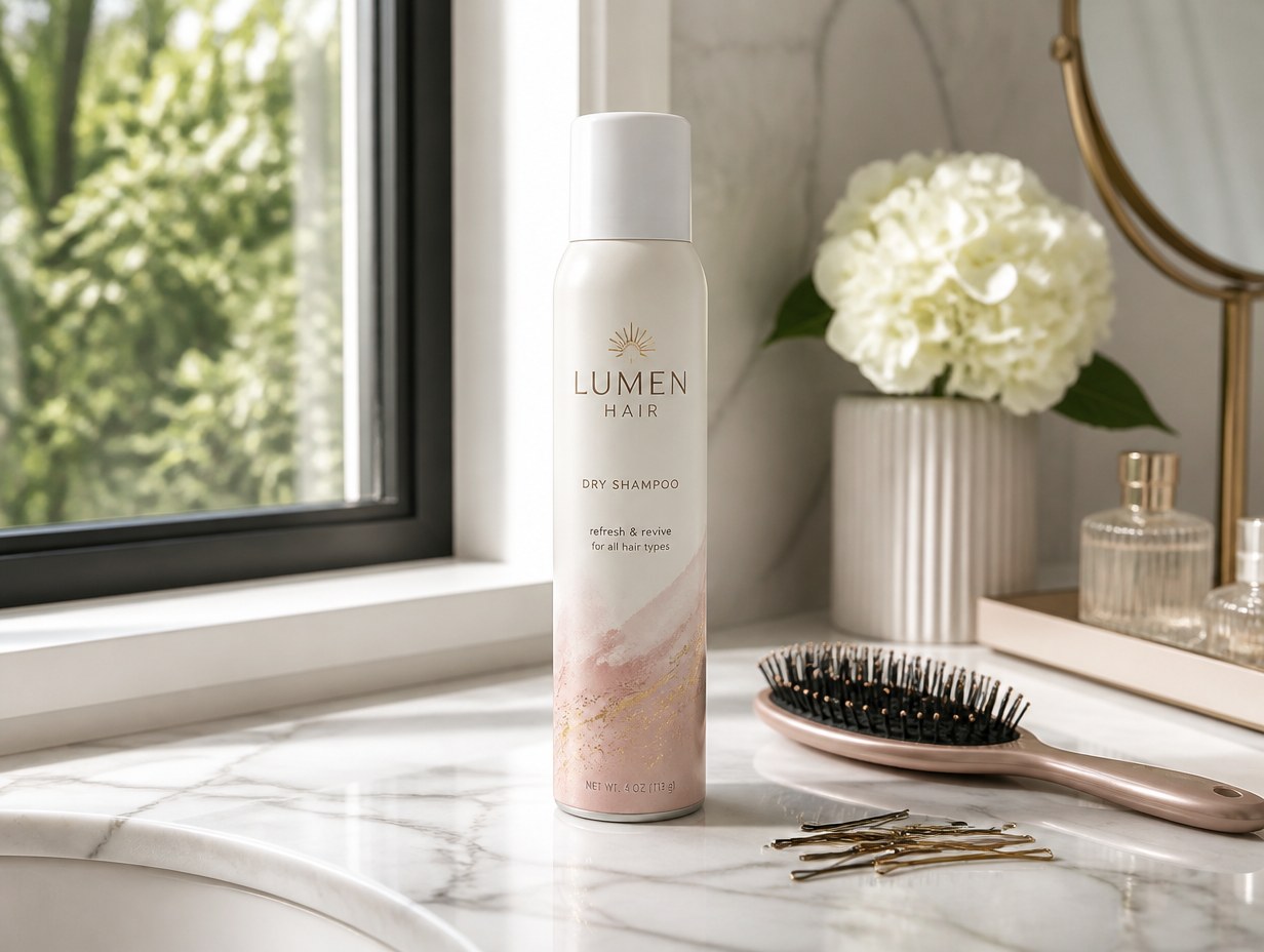 AI-generated dry shampoo can mockup sample