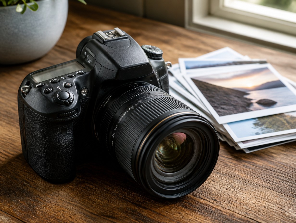 AI-generated dslr camera mockup sample