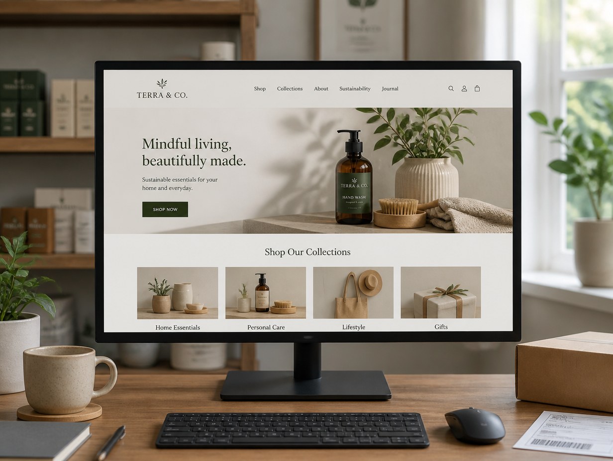 AI-generated e-commerce website mockup sample