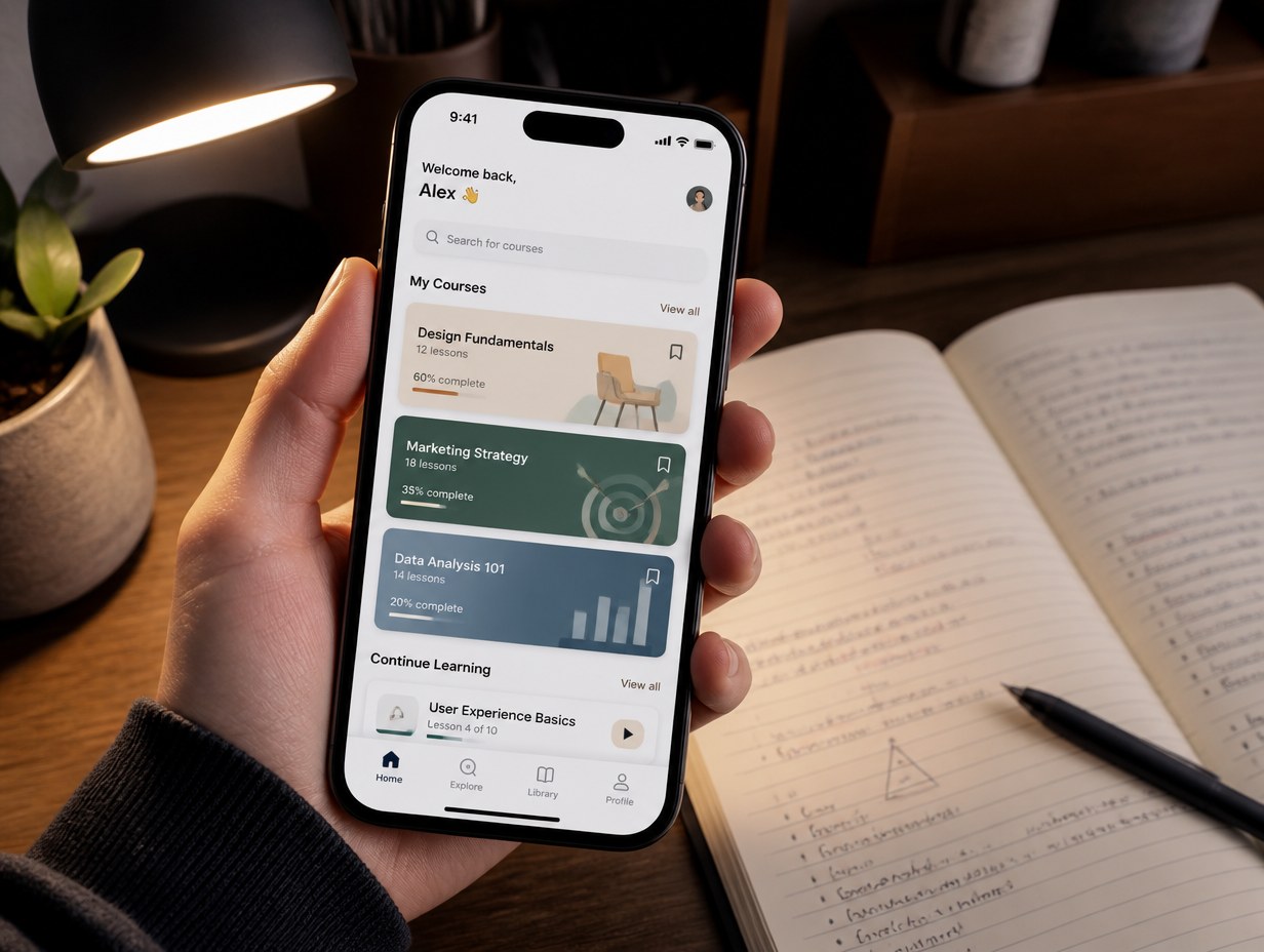 AI-generated elearning app mockup sample