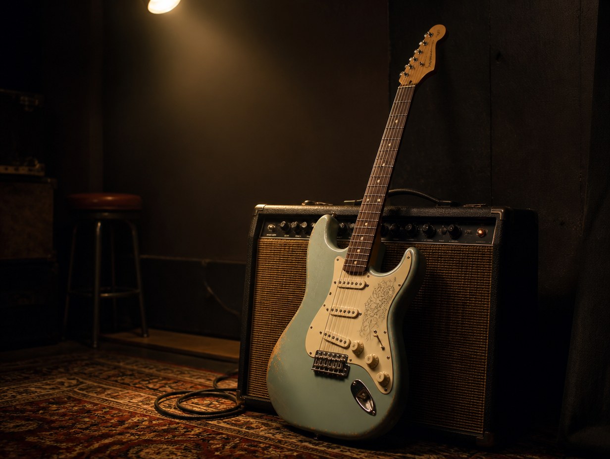AI-generated electric guitar mockup sample