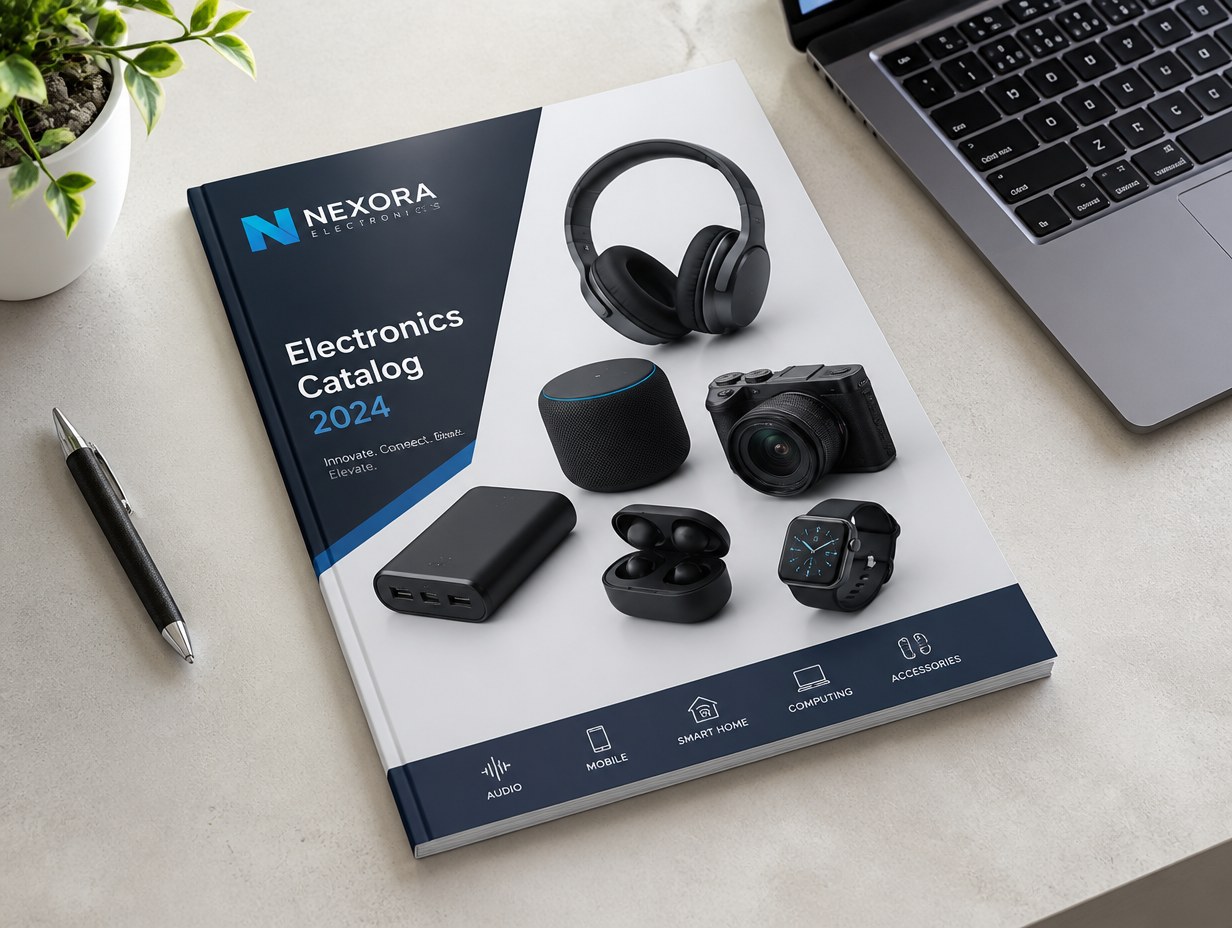 AI-generated electronics catalog mockup sample