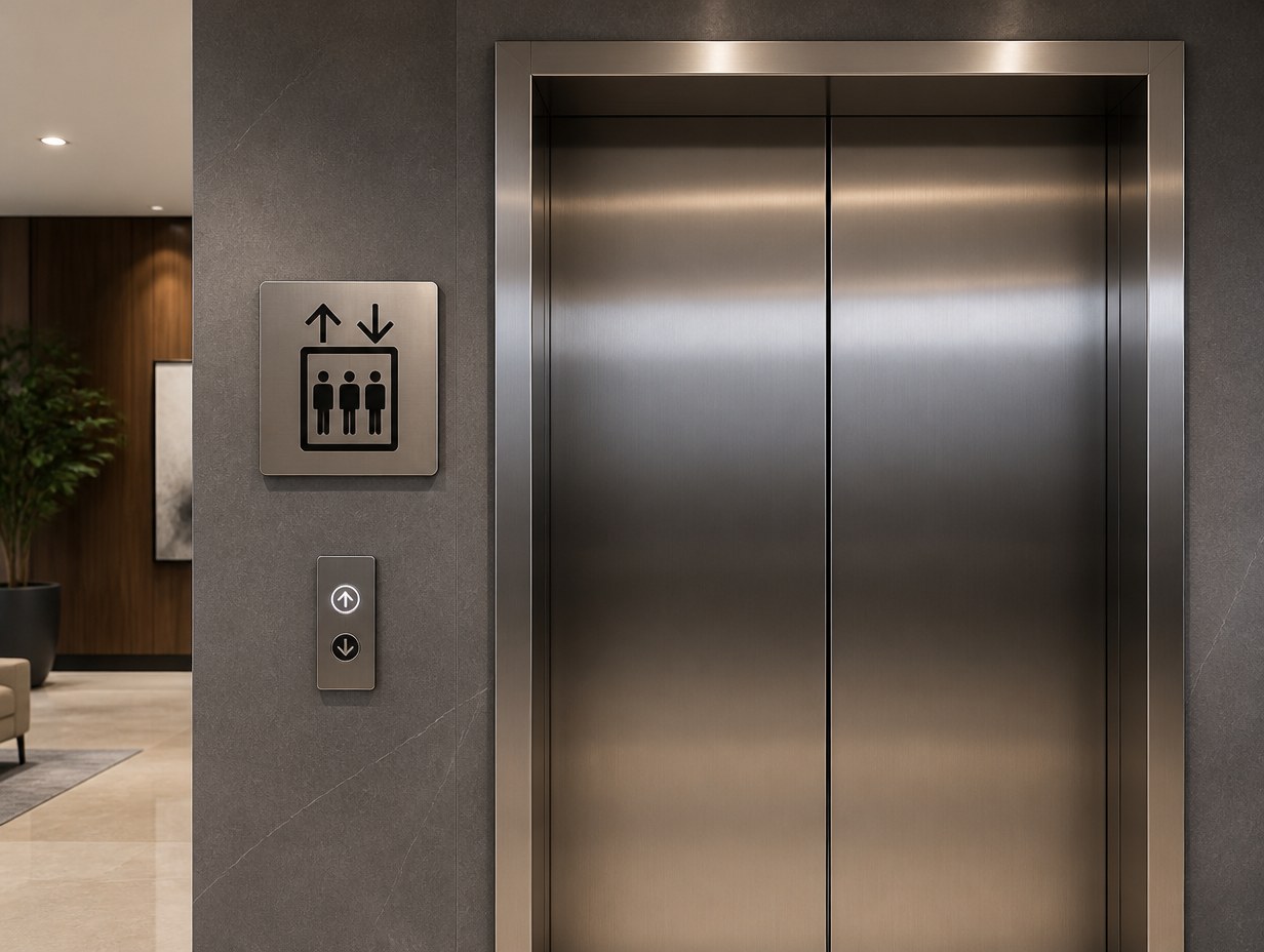 AI-generated elevator sign mockup sample