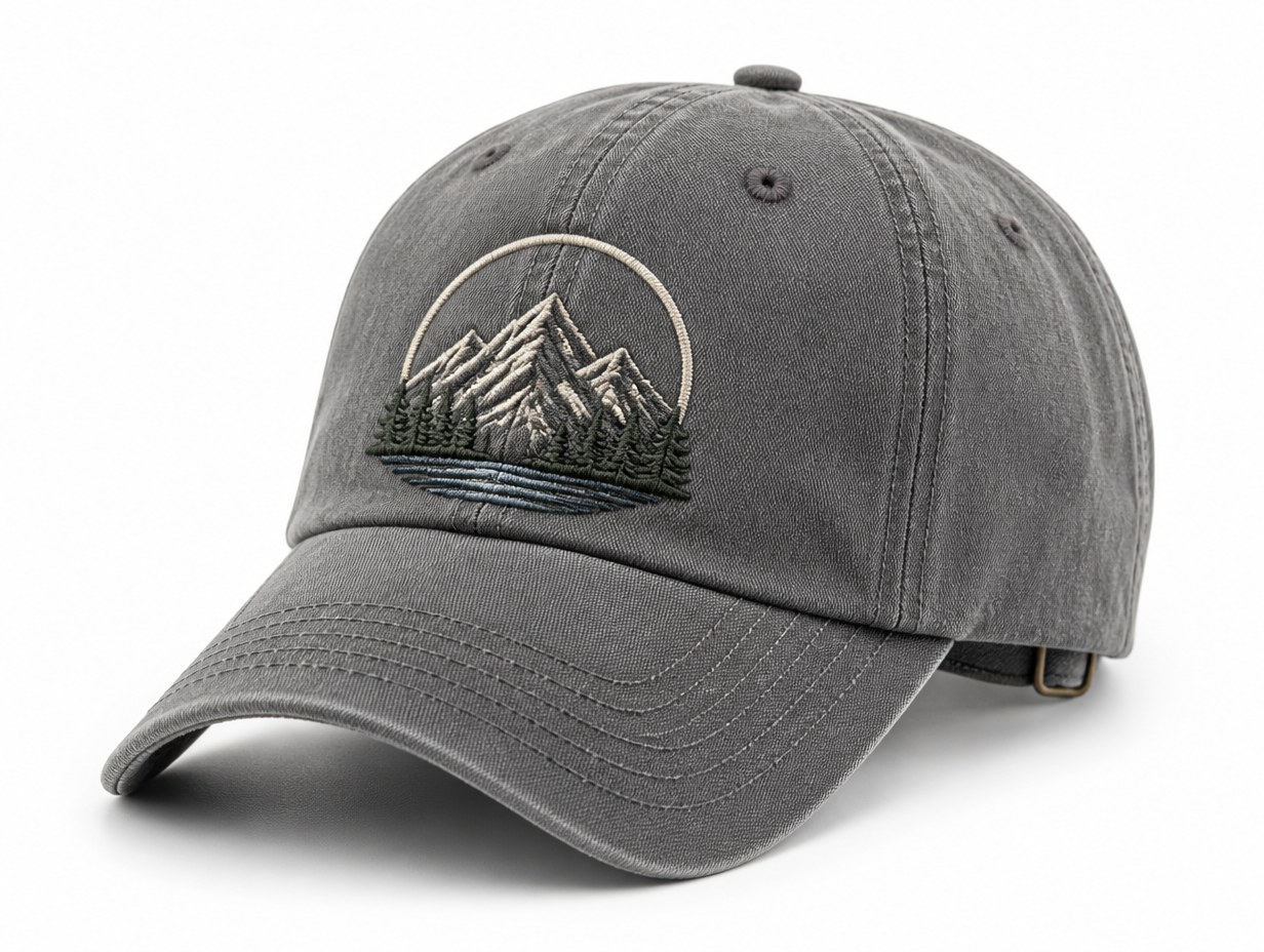 AI-generated embroidered cap mockup sample