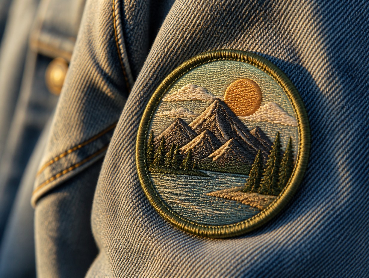 AI-generated embroidered logo patch mockup sample