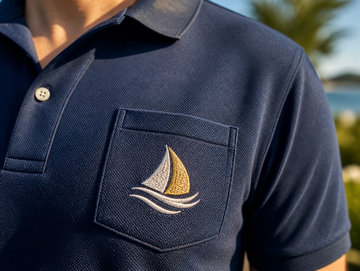 AI-generated embroidered logo mockup sample
