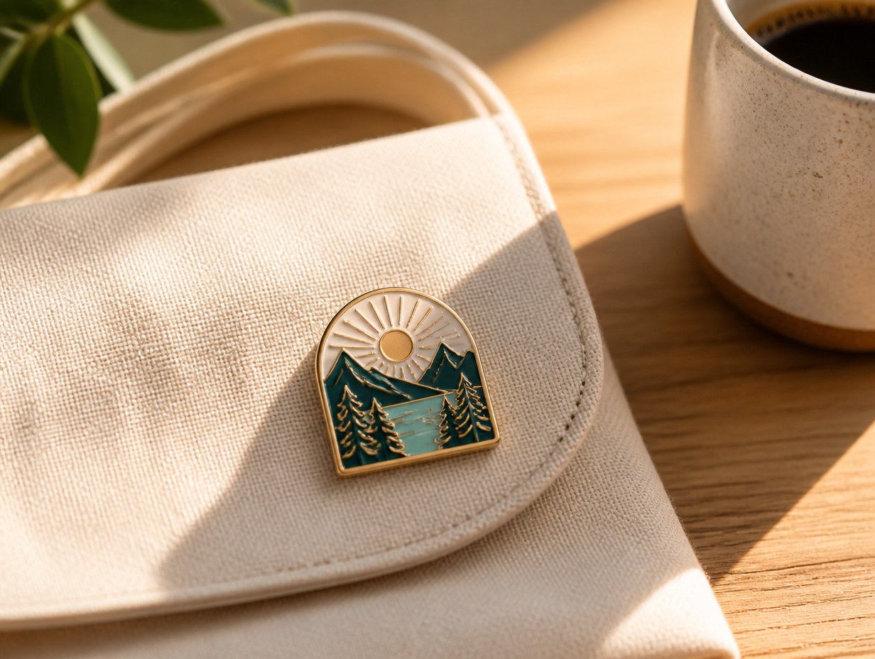 AI-generated enamel pin mockup sample