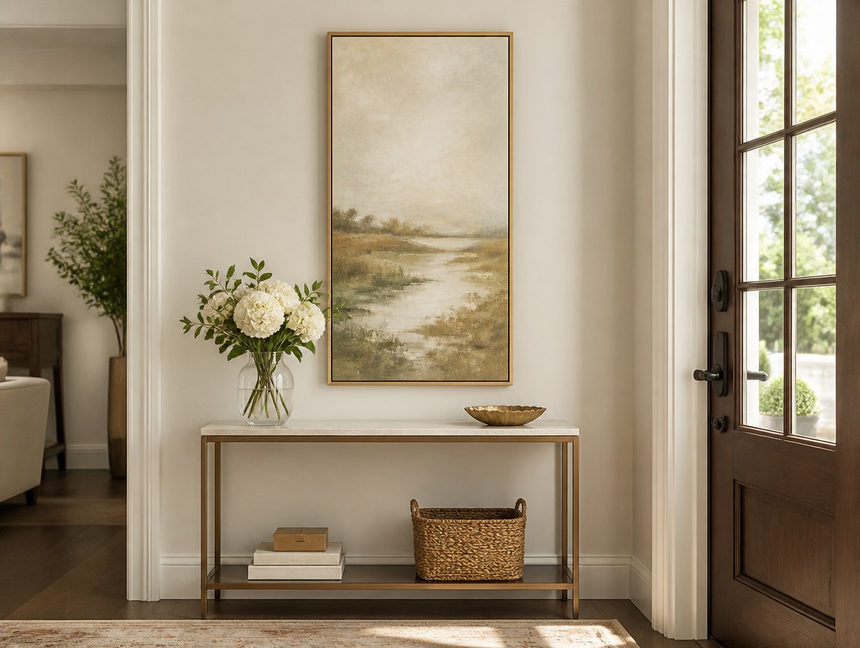 AI-generated entryway wall art mockup sample