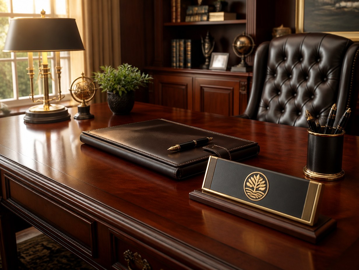 AI-generated executive desk mockup sample