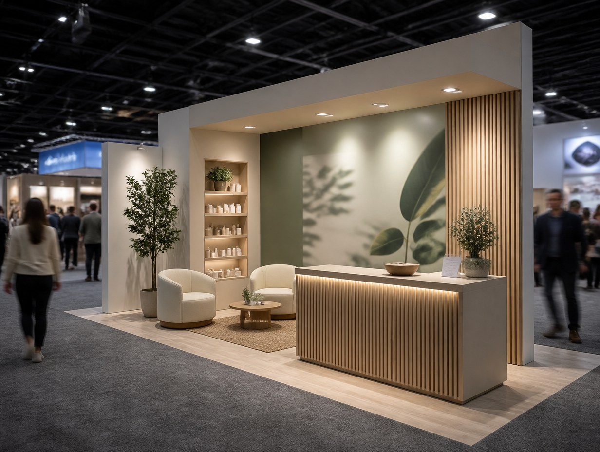 AI-generated exhibition booth mockup sample