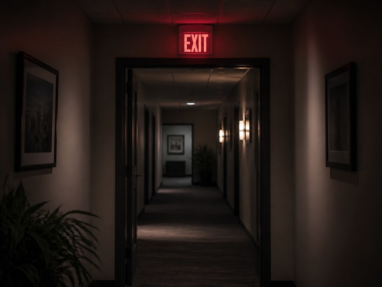 AI-generated exit sign mockup sample