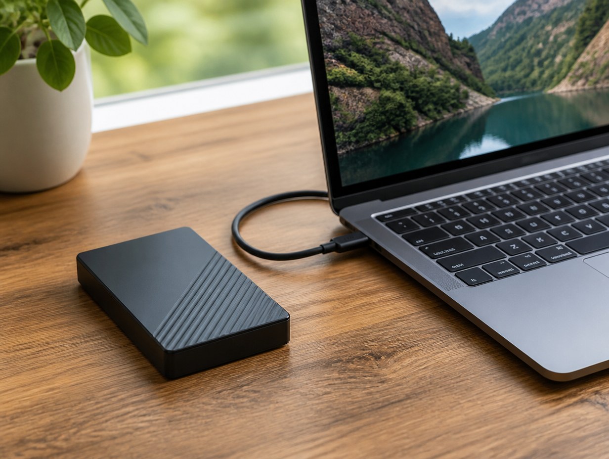AI-generated external hard drive mockup sample