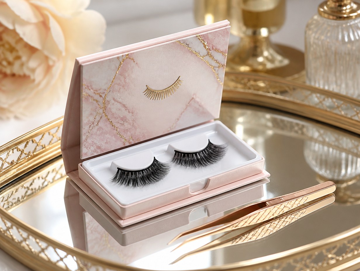 AI-generated eyelash case mockup sample