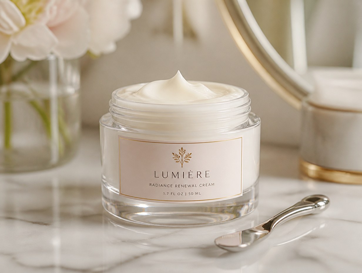 AI-generated face cream label mockup sample