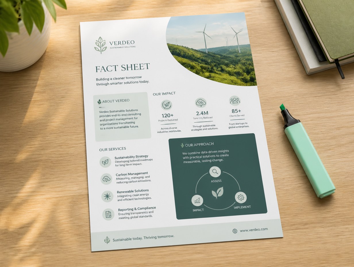 AI-generated fact sheet mockup sample