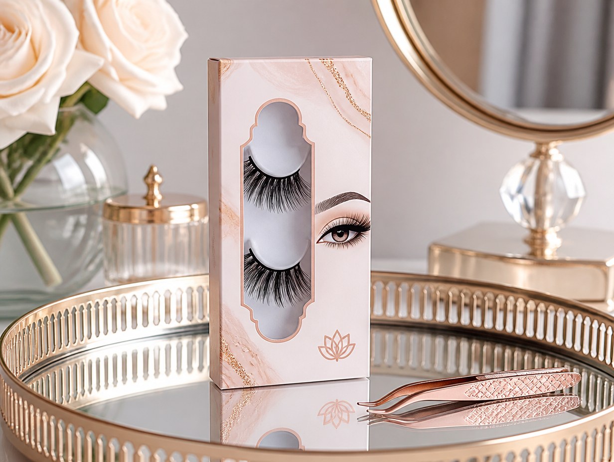 AI-generated false eyelash box mockup sample