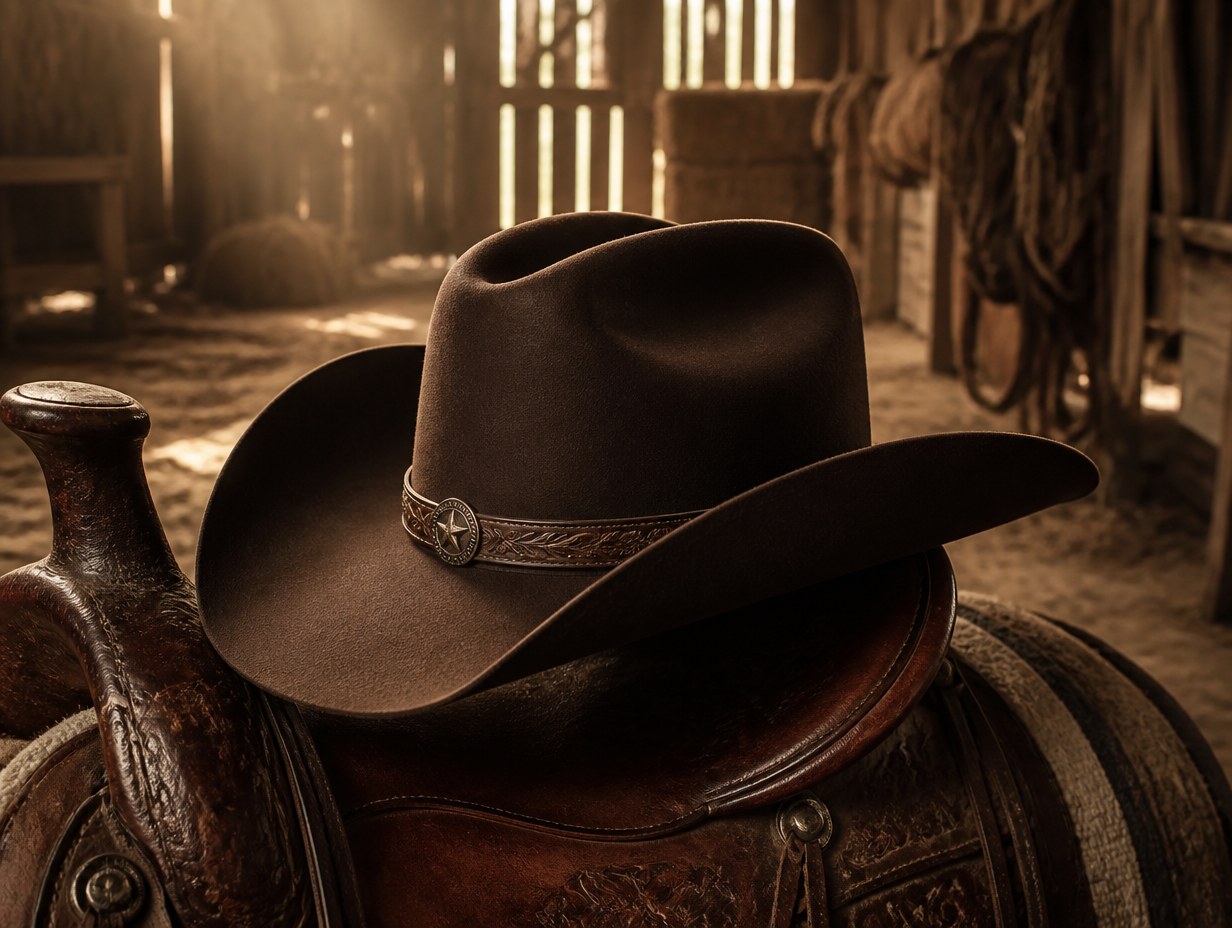 AI-generated felt cowboy hat mockup sample