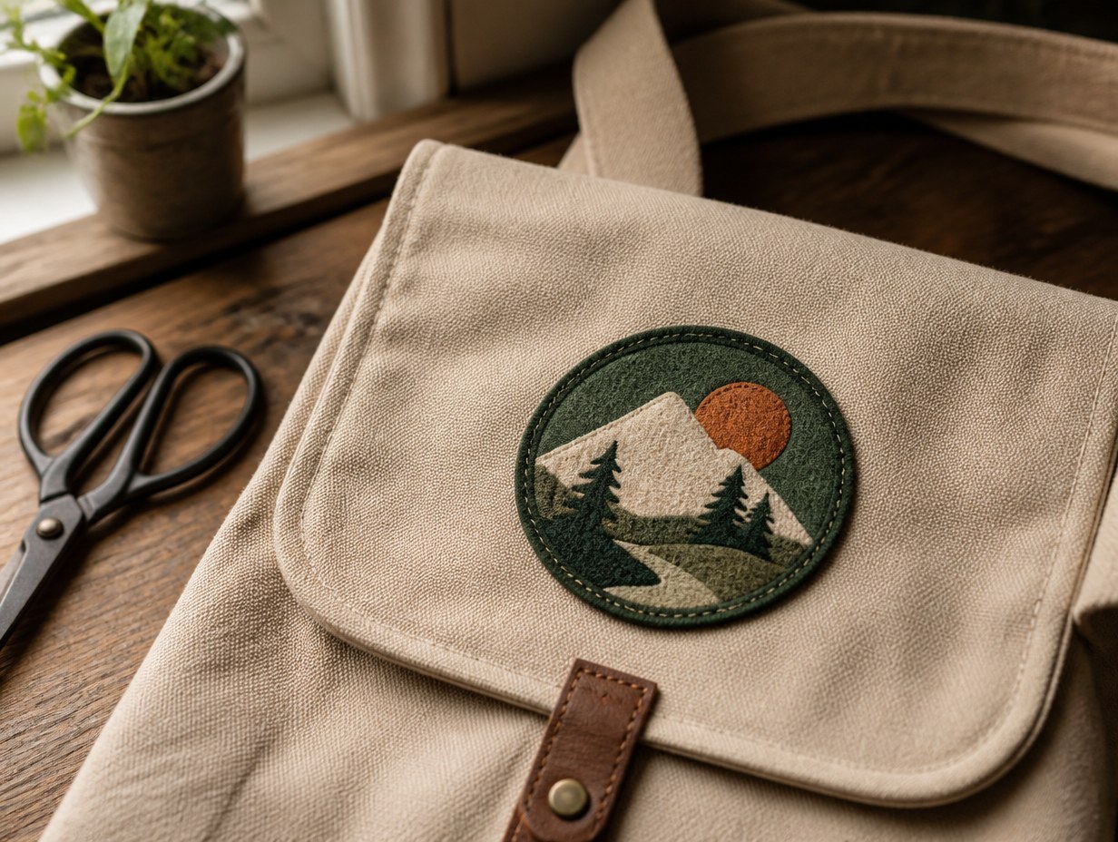 AI-generated felt patch mockup sample