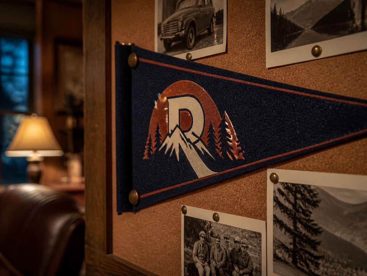 AI-generated felt pennant mockup sample