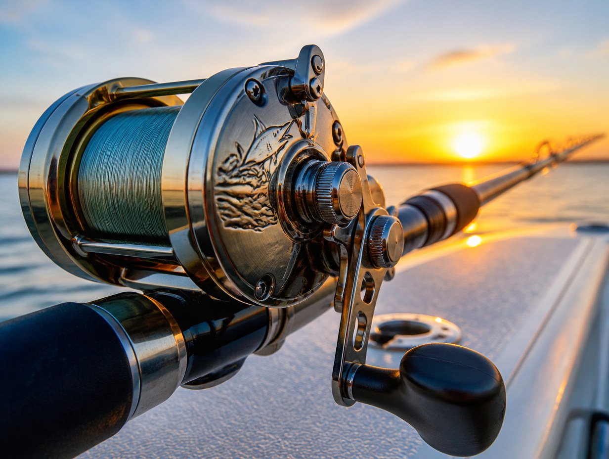 AI-generated fishing reel mockup sample